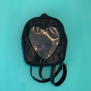 Black heart clear backpack